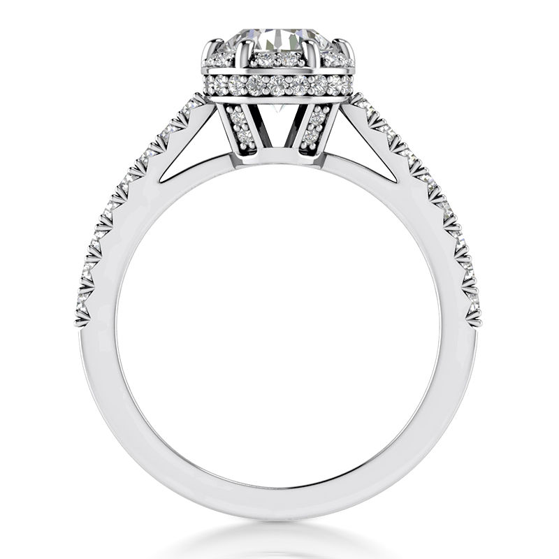 Thumbnail: Ladies 14KT White Gold Platinum Round Diamond Halo Engagement Ring ENR9457-1