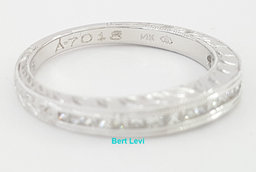 Channel Set Princess Cut Diamond Curve Milgrain Wedding Band 14k W Gold 0.33 ct