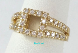 0.55 ct 14K Yellow Gold Round Brilliant Diamond Engagement / Fashion Square Ring