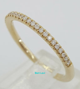 14K Yellow Gold Half Circle Round Diamond Wedding Band 0.15 ct 1.7mm Rtl $895