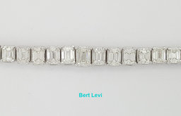 Emerald Cut Diamond Line Riviera Tennis Necklace 24.05 ct 18" 14kw Gold Rtl $75K