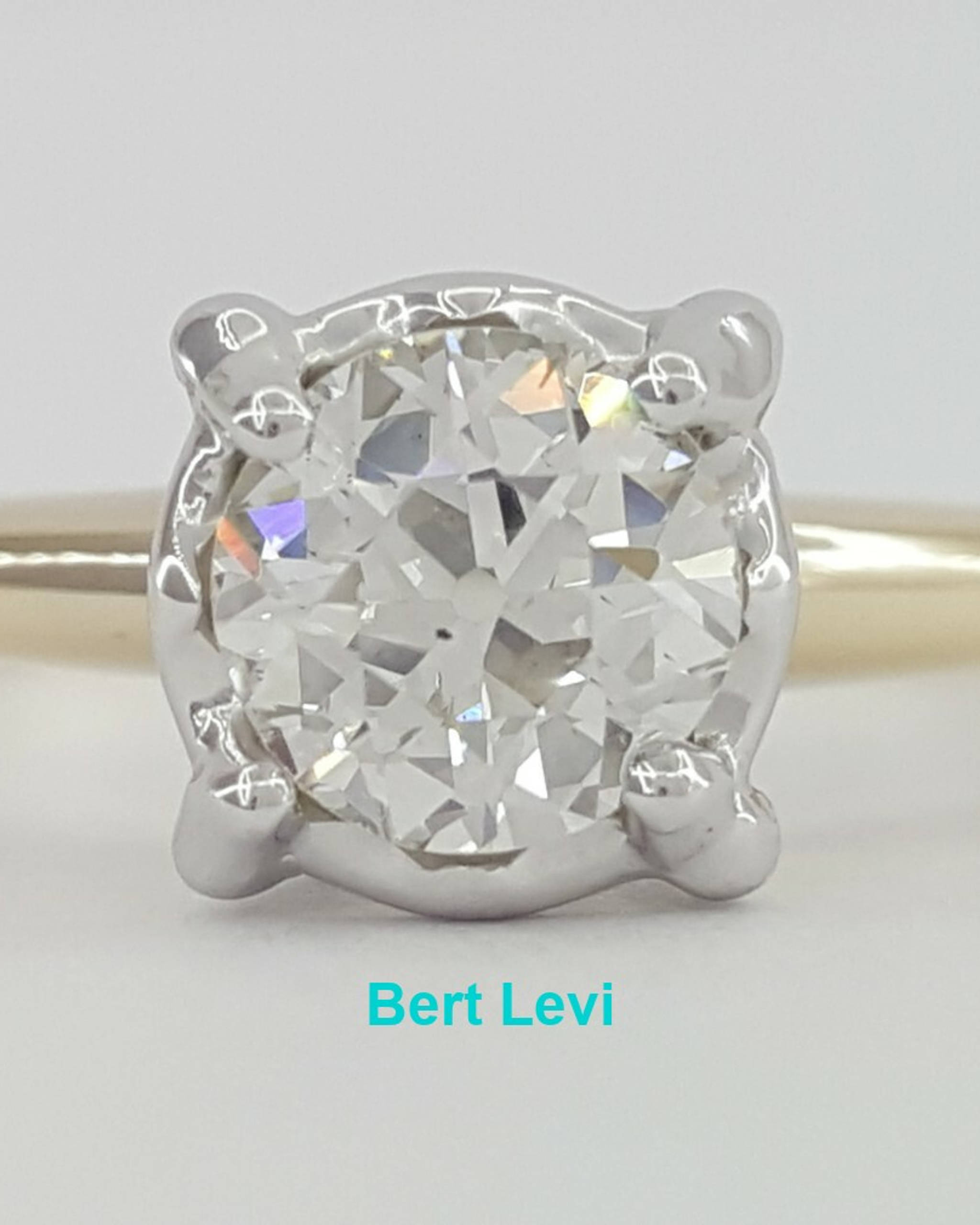 Antique Art Deco 14k Old European Solitaire Diamond Engagement Ring 0.78 ct GIA