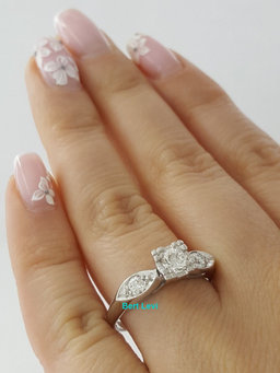 0.53 ct Antique Vintage Platinum Round Transition Cut Diamond Engagement Ring