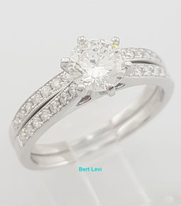 Round Brilliant Diamond Engagement Ring Set 1.36 ct 14k White Gold Retail $8K