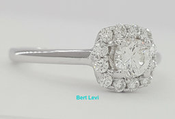 0.5 ct 14k White Gold Round Brilliant Cut Flower Halo Engagement Ring Size 5.25