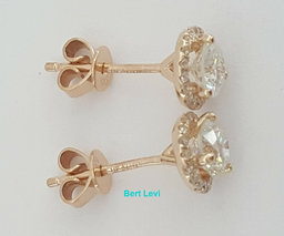 Round Halo Diamond Stud Earrings 1.16 ct 14k Rose Gold EGL-USA Rtl $4,880