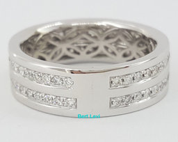 Two Row Round Diamond Channel Set 1 ct 14K White Gold Wedding Band / Ring 7.6mm