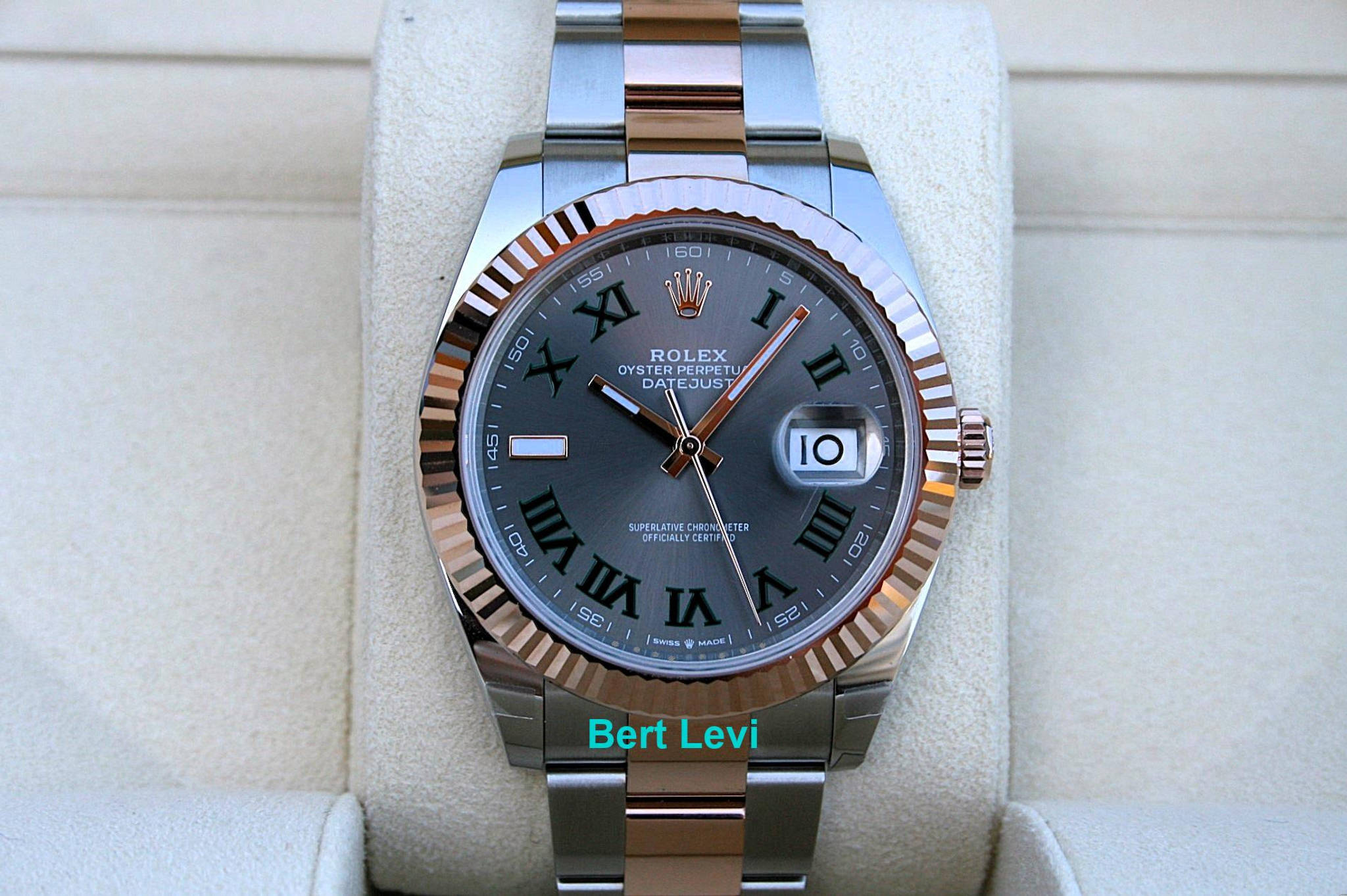 ROLEX 126331 DATEJUST WATCH ROSE/STEEL WIMBLEDON DIAL 41MM
