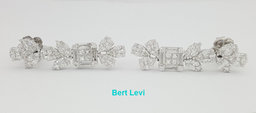 Marquise Pear Princess Baguette Round Diamond Dangle Earrings 3.52ct 18K Gold