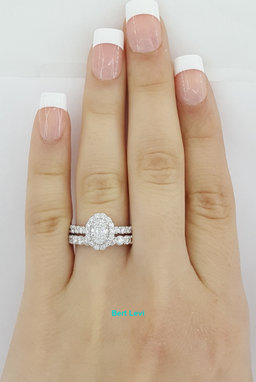 Verragio Renaissance 1.95 ct Oval Diamond Halo Engagement Ring Set 14k $12K