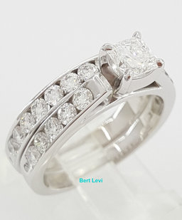 Shane Co. 2.08 ct Radiant Diamond 14K Gold Engagement Ring Wedding Set Rtl $9k