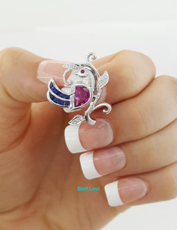 Le Vian LeVian 18K White Gold 2.09 ct Pink Sapphire Diamond Bird Brooch Pin