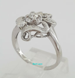 1/3 ct Vintage Art Deco 14K White Gold Old European & Single Cut Engagement Ring