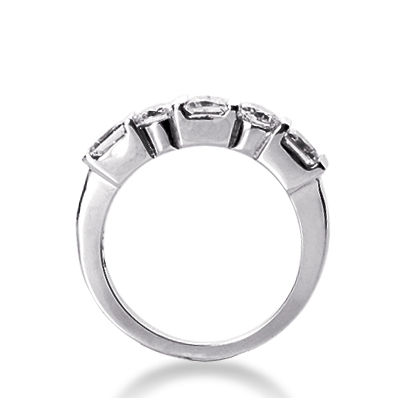 Thumbnail: Ladies 14KT White Gold Platinum Diamond Wedding Band WB1915