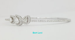 Pear & Round Cut Diamonds 1.2 ct Bangle Bracelet 18K White Gold 6.5"