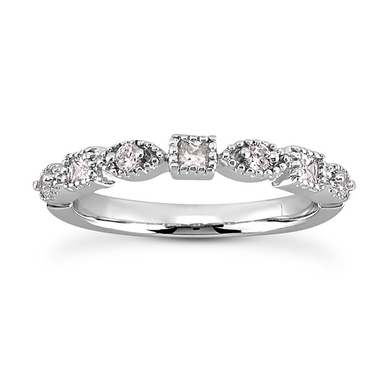 Ladies 14KT White Gold Platinum Diamond Wedding Band WB5077