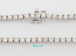 Round Diamond Straight Line Tennis Necklace 7.77ct 14K White Gold 17" Rtl $19.5K