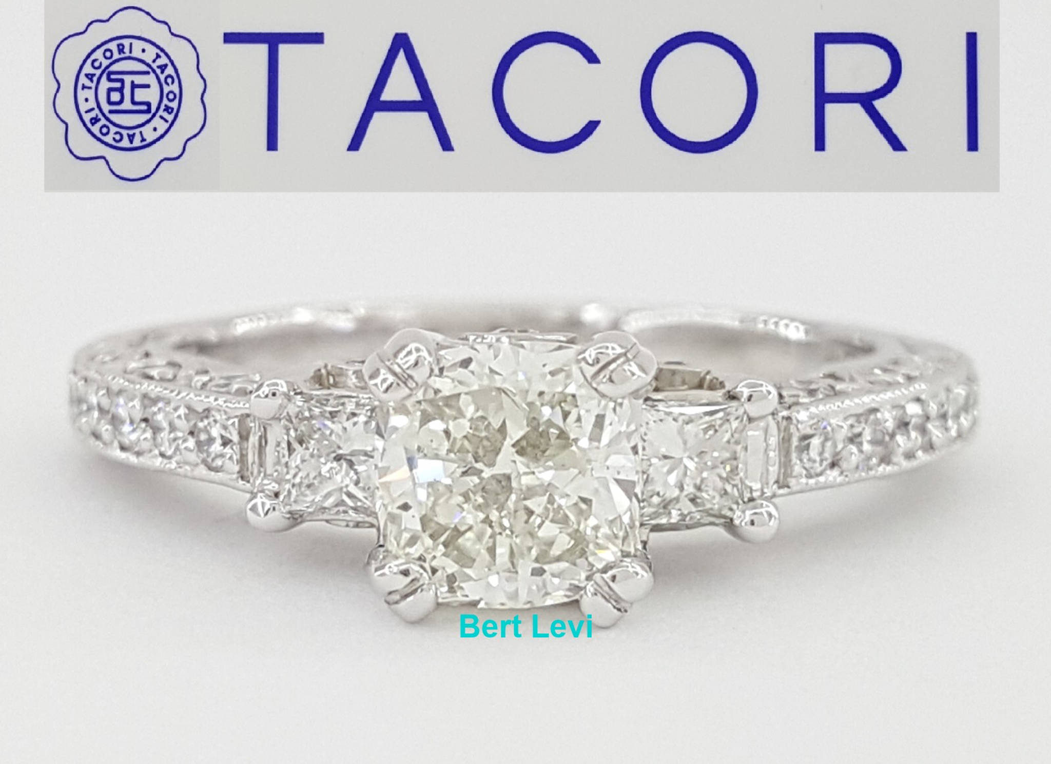 TACORI Crescent Cushion Cut Diamond Platinum Engagement Ring 1.51 ct GIA Rt $12K