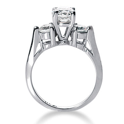 Thumbnail: Ladies White Gold Platinum Round Diamond Three Stones Engagement Ring ENR1620