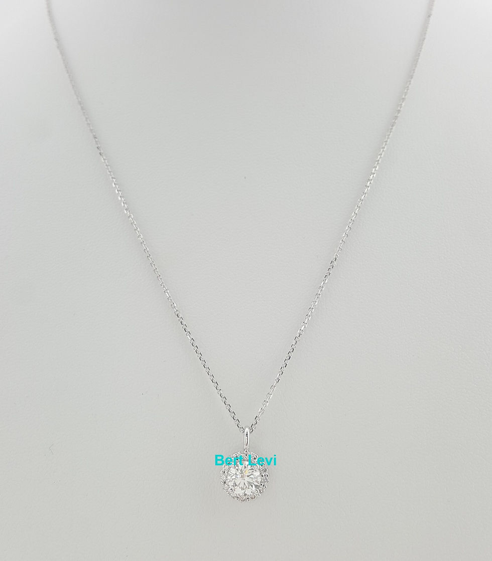 Thumbnail: Round Brilliant Diamond Halo Pendant Necklace 14K White Gold 1.14 ct Retail $7K