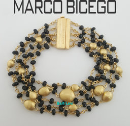 Marco Bicego 5-Strand Siviglia Black Onyx 18K Yellow Gold Bracelet 25.3 Grams