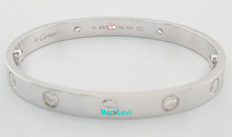 Cartier LOVE 18K White Gold 4 Diamonds 0.42 ct Bracelet SZ 16 Rtl $14,000