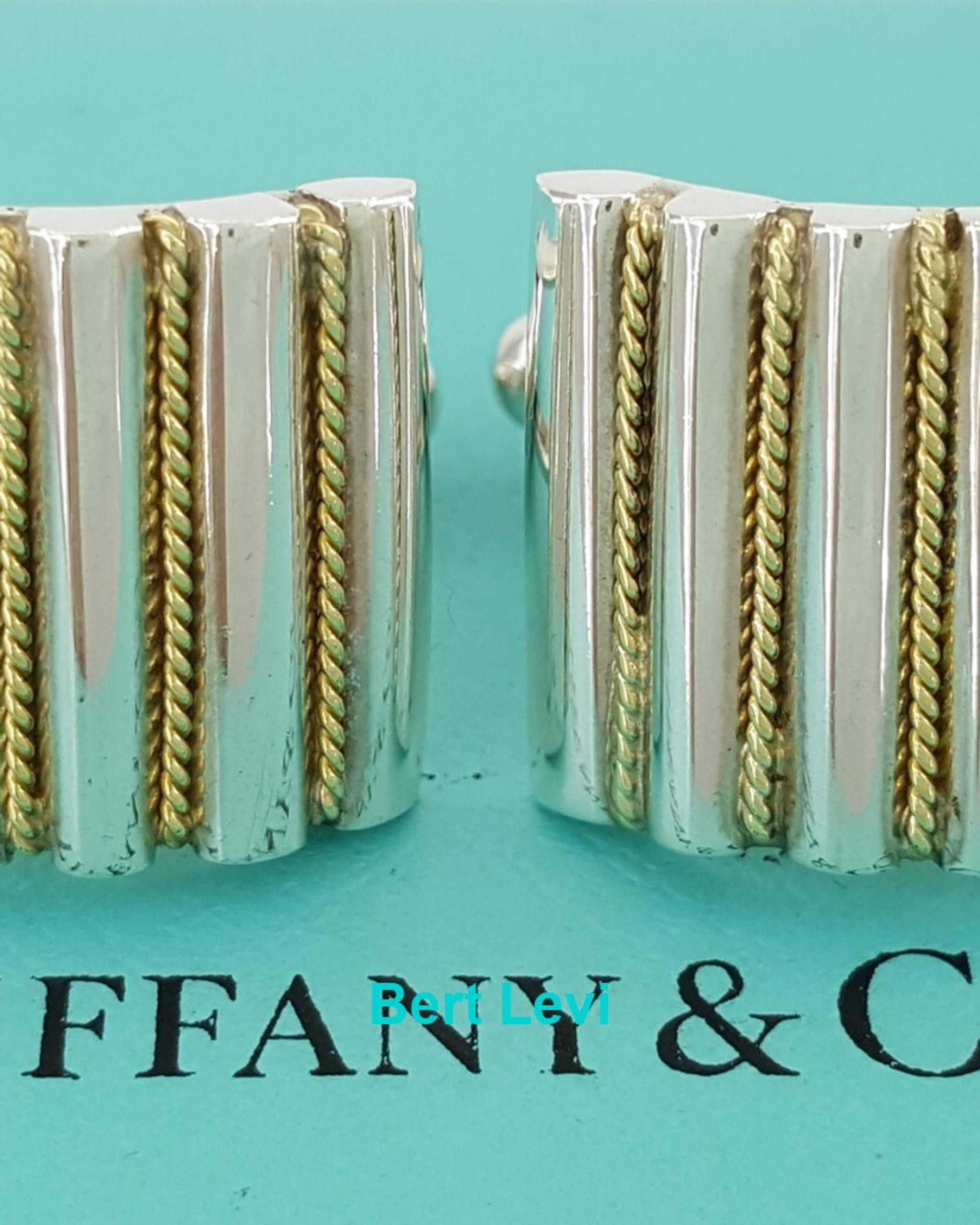 Vintage Tiffany & Co 18k Yellow Gold & Sterling Silver Cufflinks 13.4 Grams