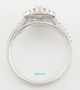 Emerald Diamond Double Halo Split Shank Engagement Ring 1.4 ct Platinum Rtl $7K