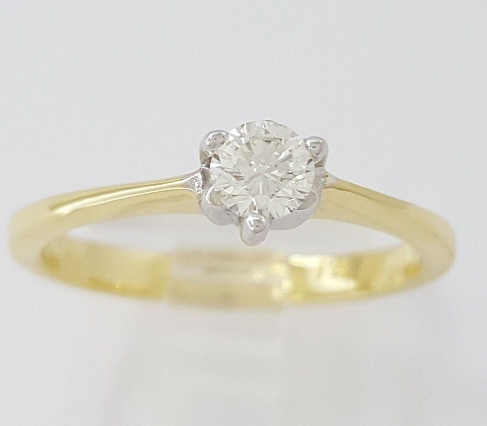 Thumbnail: 0.30 ct Vintage 18K Two-Tone Gold Round Cut Diamond Solitaire Engagement Ring 