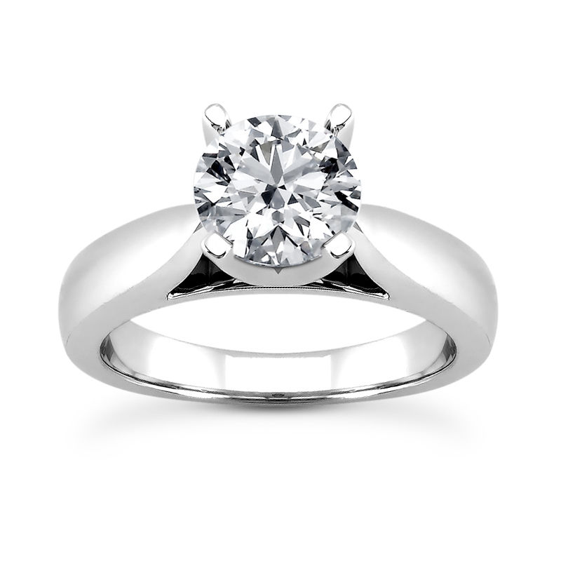 Ladies White Gold Platinum Round Diamond Solitaires Engagement Ring ENR303-1.50