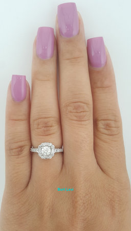 Natural Round Diamond Halo Engagement Ring 14k White Gold 0.71 ct