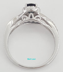 Pear Sapphire & Diamond Halo Crossover Engagement Ring 1.2 ct 14k White Gold