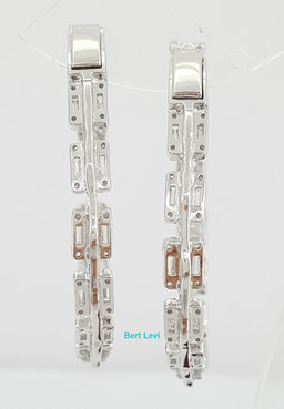 4 ct Baguette & Round Diamond Inside Out Round Hoop Earrings 18K White Gold