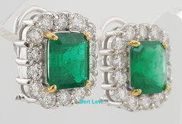 Colombian Green Emerald & Diamond Halo Earrings 8.27 ct 18K White Gold Rtl $35K