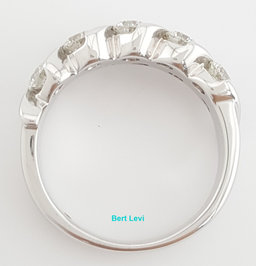 Leo Round Diamond Wedding Anniversary Band 6.4mm 14k White Gold 1.37ct