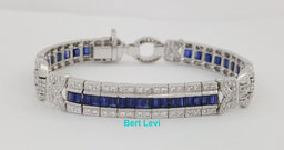 Vintage Sapphire & Diamond Bracelet 8.1 mm 6.36 ct 18K White Gold 27.1 Grams