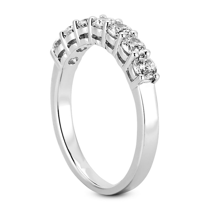 Thumbnail: Ladies 14KT White Gold Platinum Round Diamond Wedding Band WB2190-5