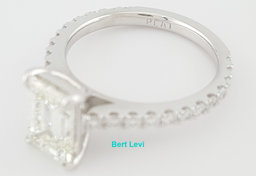 Emerald Cut Diamond French Pave Engagement Ring 2.16 ct Platinum Retail $18K