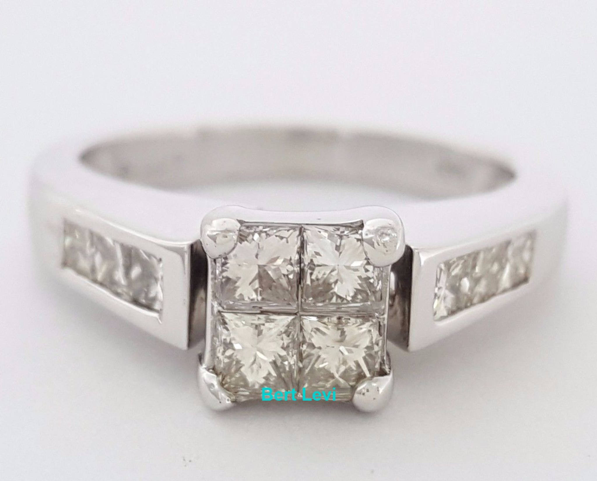0.75 ct 14K White Gold Invisible Set Princess Cut Diamond Engagement Ring