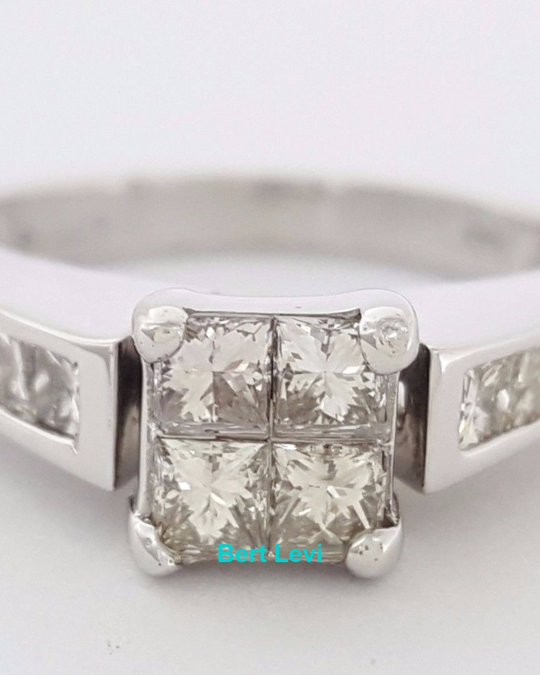 0.75 ct 14K White Gold Invisible Set Princess Cut Diamond Engagement Ring