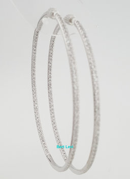 Inside Out Hoop Diamond Earrings 2 ct 14k White Gold 2.45" 14.7 Grams Rtl $6K