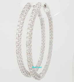 Inside Out Diamond Oval Hoop Earrings 3 ct 14k W Gold 1.8" 10.8 Grams Rtl $6,500