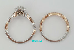 Neil Lane Bridal 14K Two-Tone Round Diamond Halo Crossover Ring Set 0.75 ct