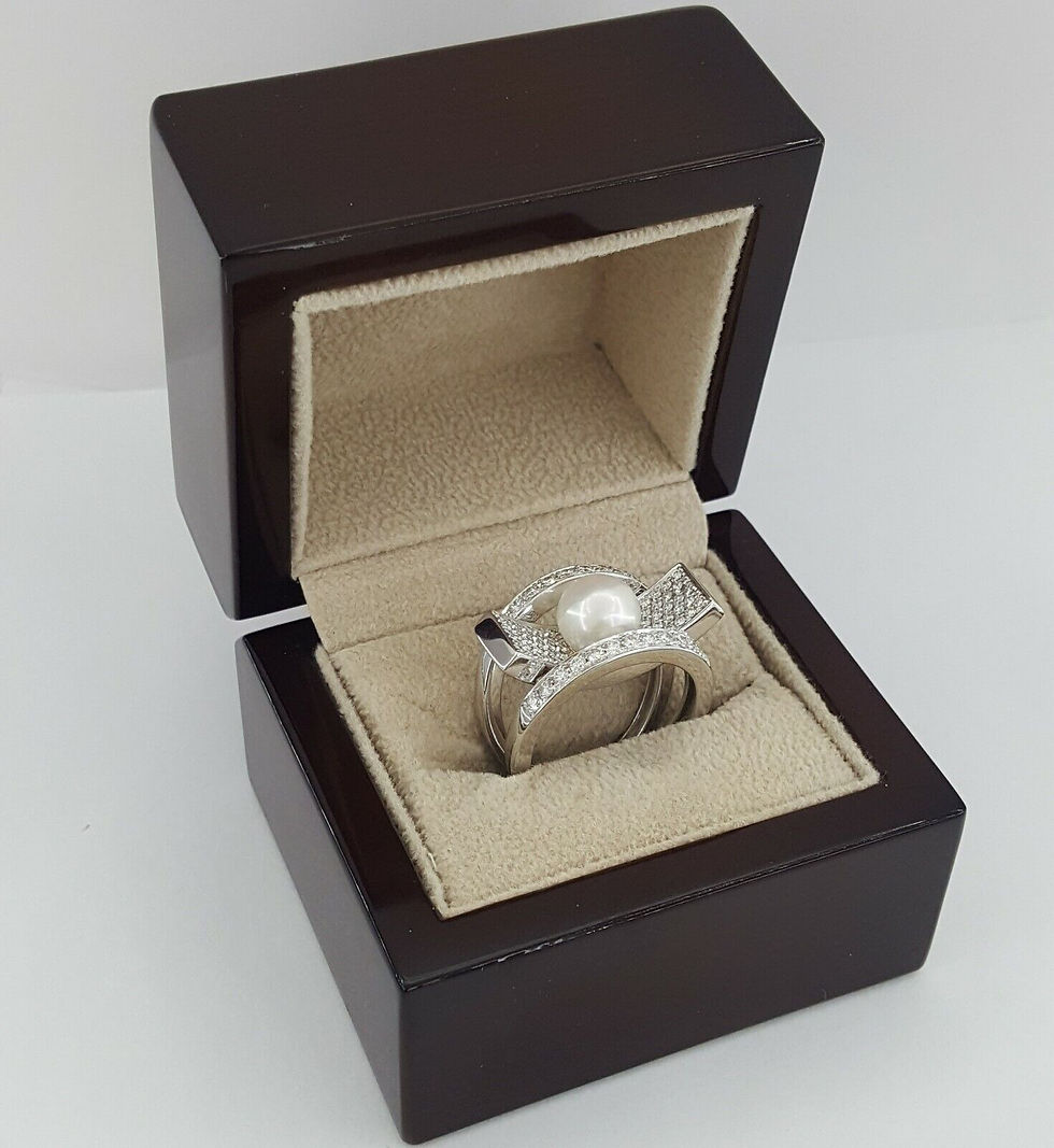 Thumbnail: Akoya Pearl & Round Cut Diamond Statement Ring 8.5mm 1.16 ct 18K White Gold $5K