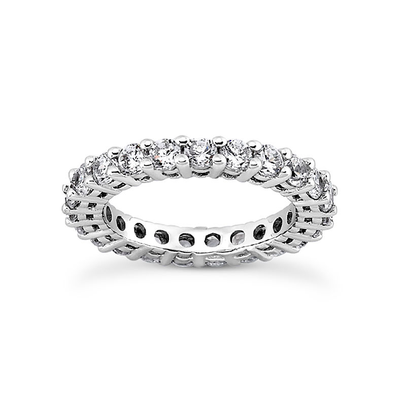 Ladies 14KT White Gold Platinum Round Diamond Eternity Wedding Band EWB177-10-3½