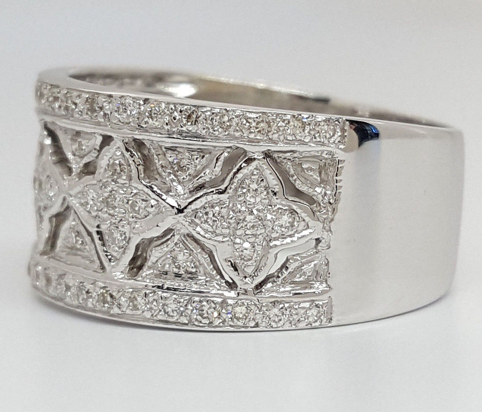 Thumbnail: 0.56 ct Vintage 14K White Gold Round Cut Diamond Cocktail / Statement / Ring