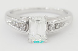 Emerald Cut Diamond 0.66 ct Engagement Ring 14K White Gold E/SI1 GIA