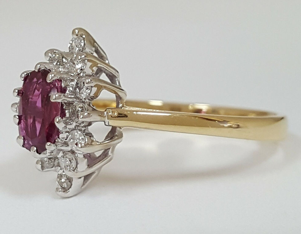 Thumbnail: 14K Gold 0.35 ct Ruby & 0.18 ct Round Cut Diamond Ring