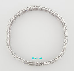 Vintage Art Deco Diamond Sapphire Bracelet 4.66 ct 18K White Gold 8.7mm 23 Grams