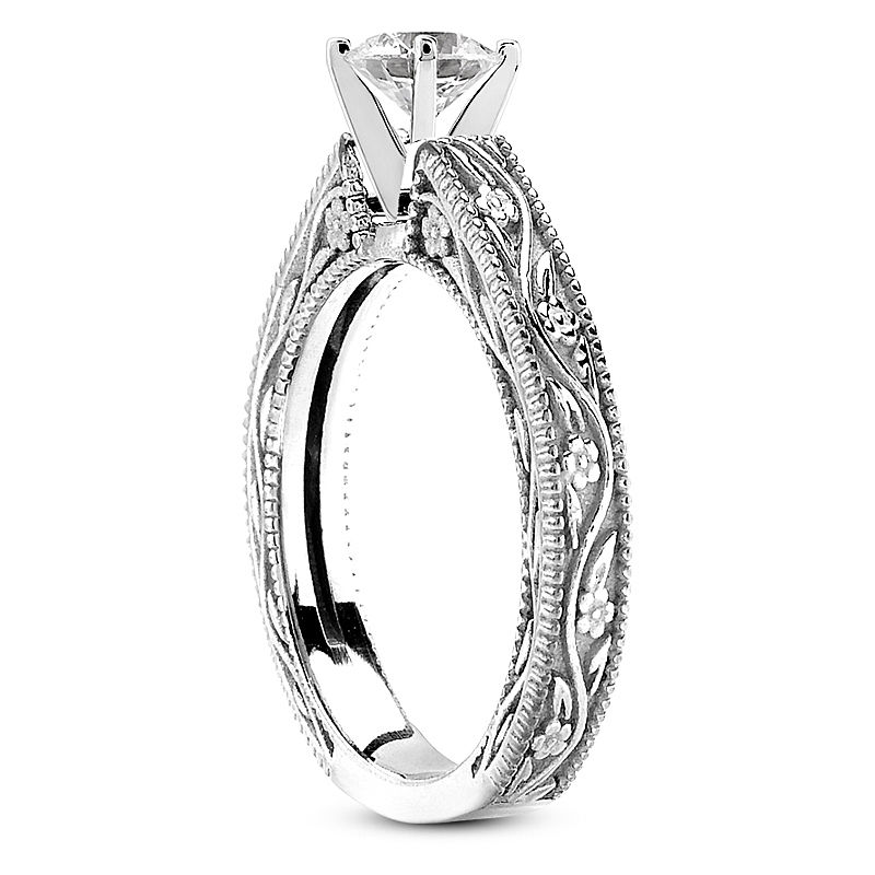 Thumbnail: Ladies 14KT White Gold Platinum Solitaire Engagement Set ENS3549-A